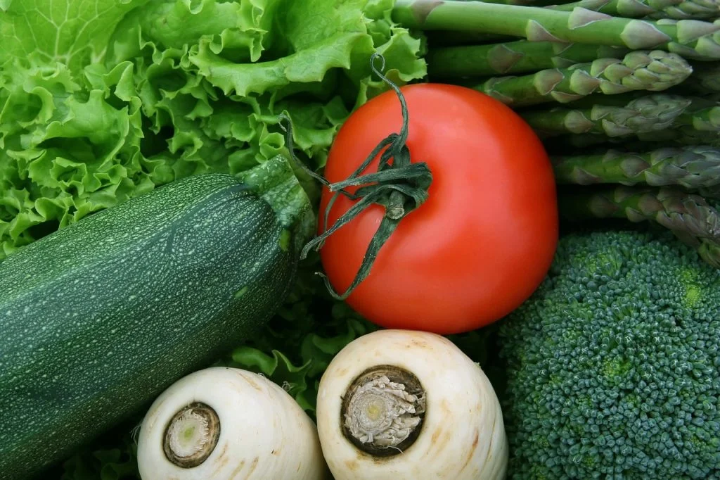 Turnips, Tomatoes, Asparagus, Zucchini squash, lettuce, and broccoli